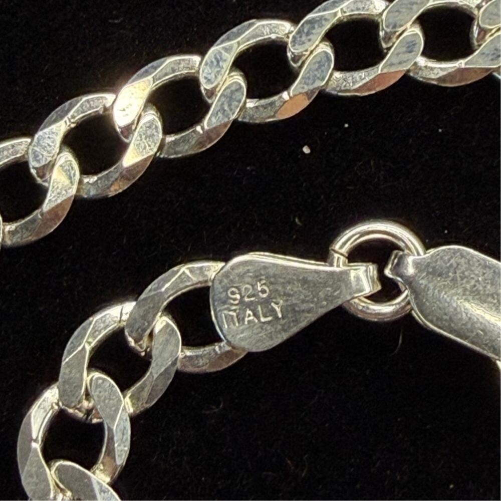 Solid 925 Italian Sterling Silver Cuban Link Bracelet 7" Long 5.3mm Wide - Picture 4 of 7